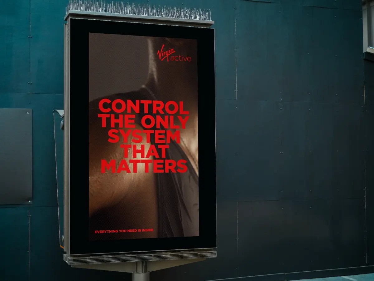 Virgin Active programmatic OOH advertising displayed on a digital street panel