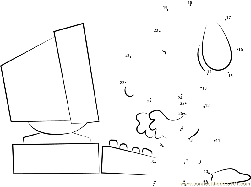 snoopy working on computer dot to dot printable worksheet
