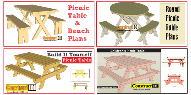 Free Picnic Table Plans Construct101