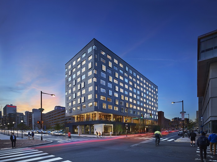 'the time is right to make new friends' or 'stop searching forever: Precast concrete gives Philadelphia hotel brick aesthetic