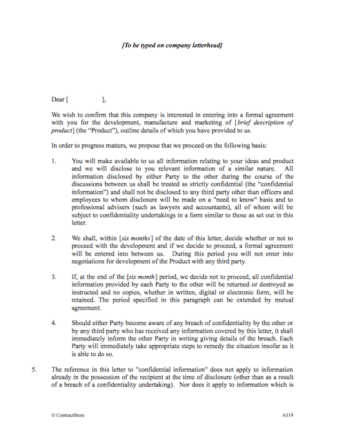 Confidentiality Undertaking Letter Template Contractstore