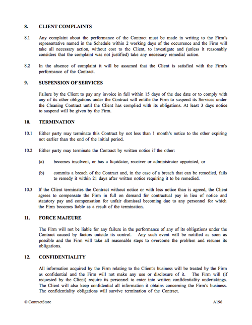 Cleaning Contract Template Contractstore