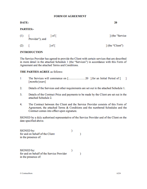 Facilities Management Agreement Template
