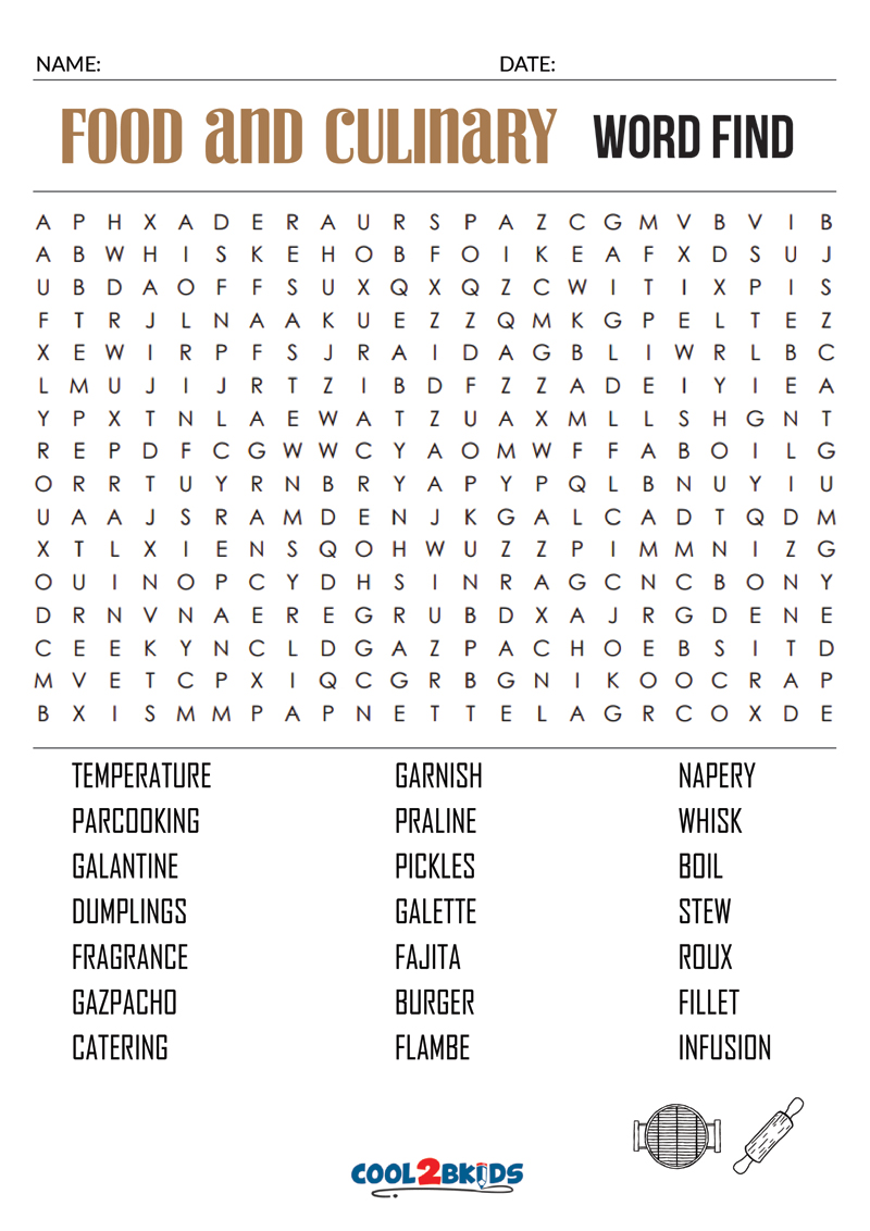 food word search cool2bkids
