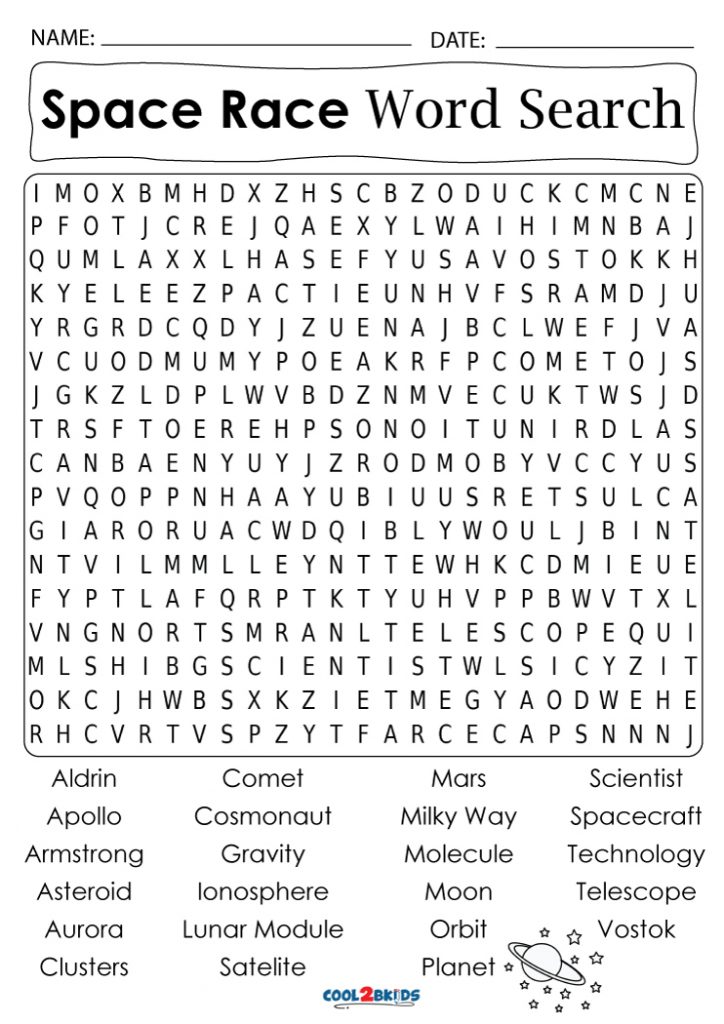 Printable space word search