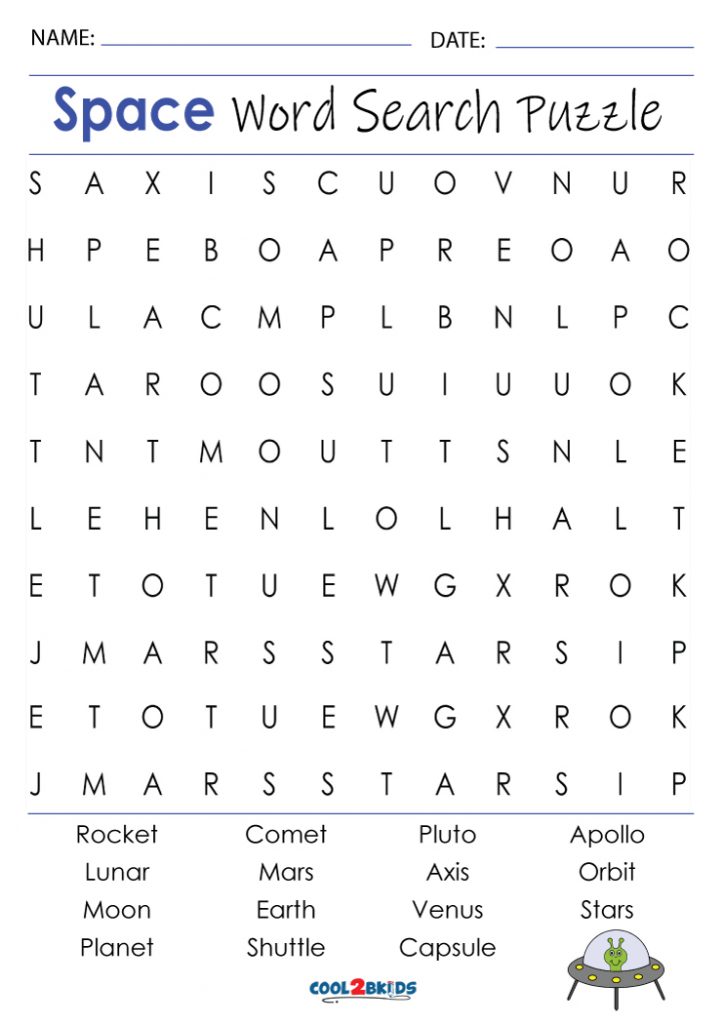 Printable space word search