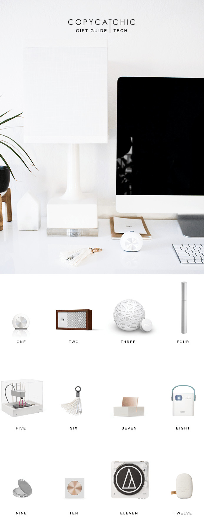 Modern minimalist tech for design lovers. Perfect Christmas gifts | Copy Cat Chic techie favorites for the 2016 holiday season! | Luxe living for less