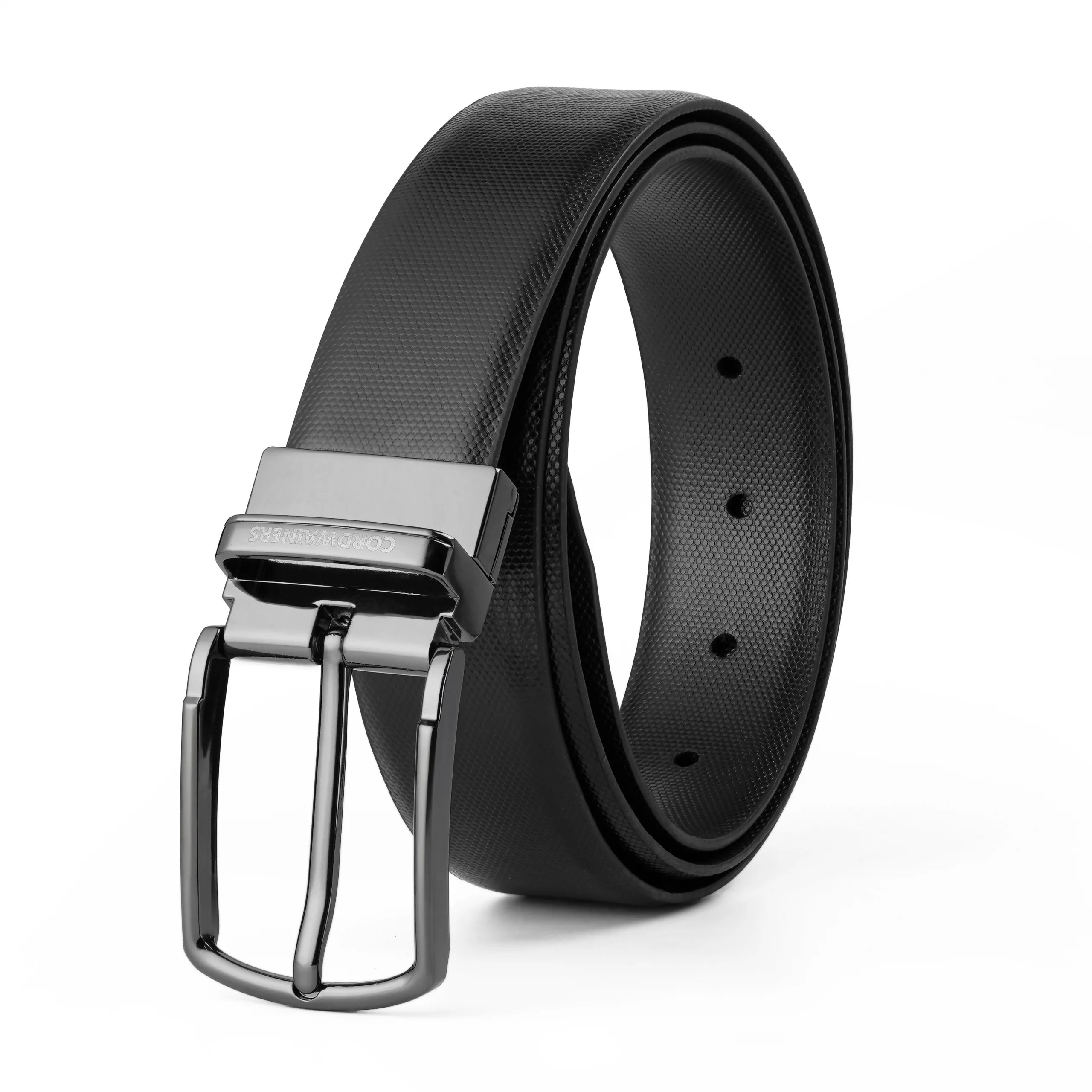 kyel Reversible black and blue leather belt