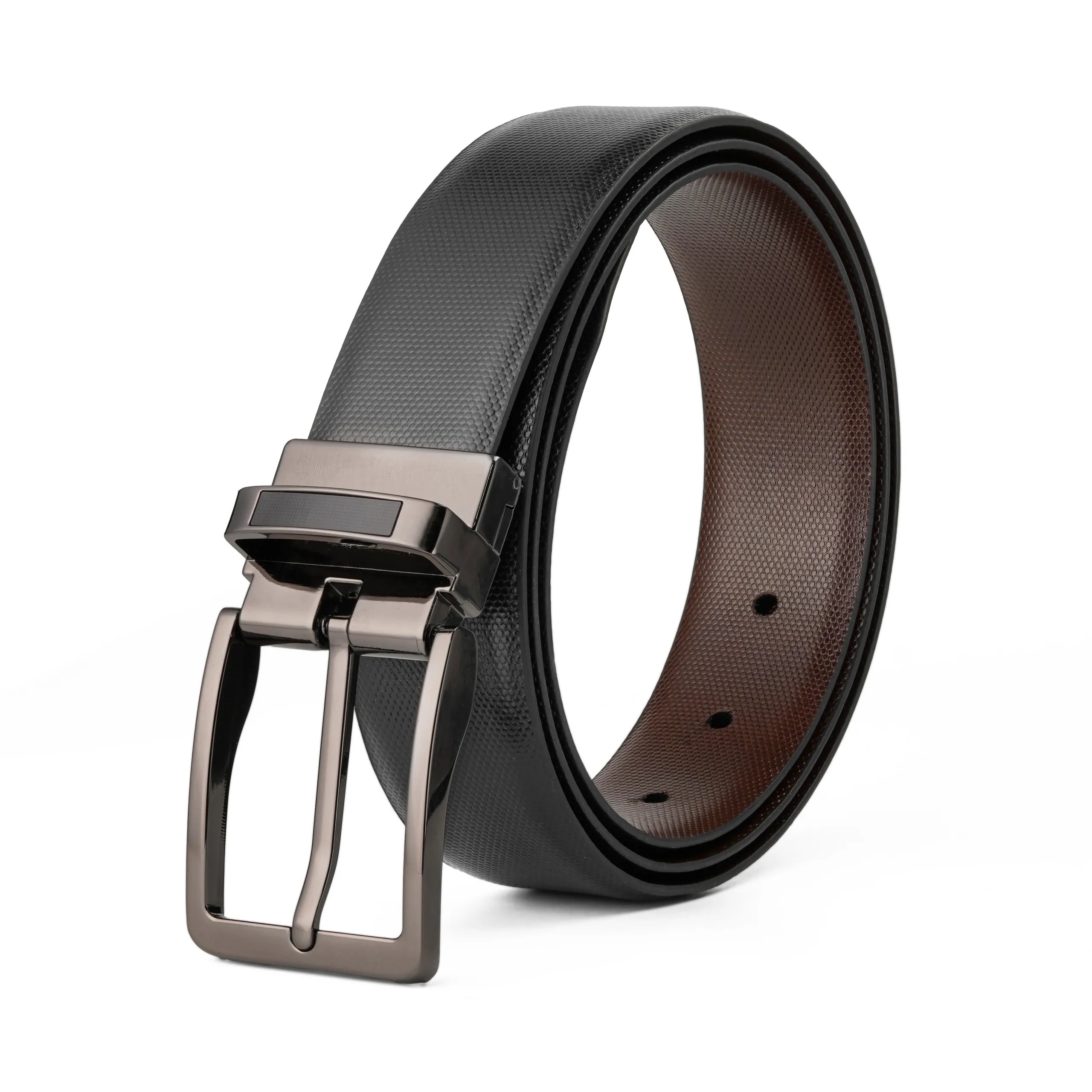 Tael black & brown reversible leather belt