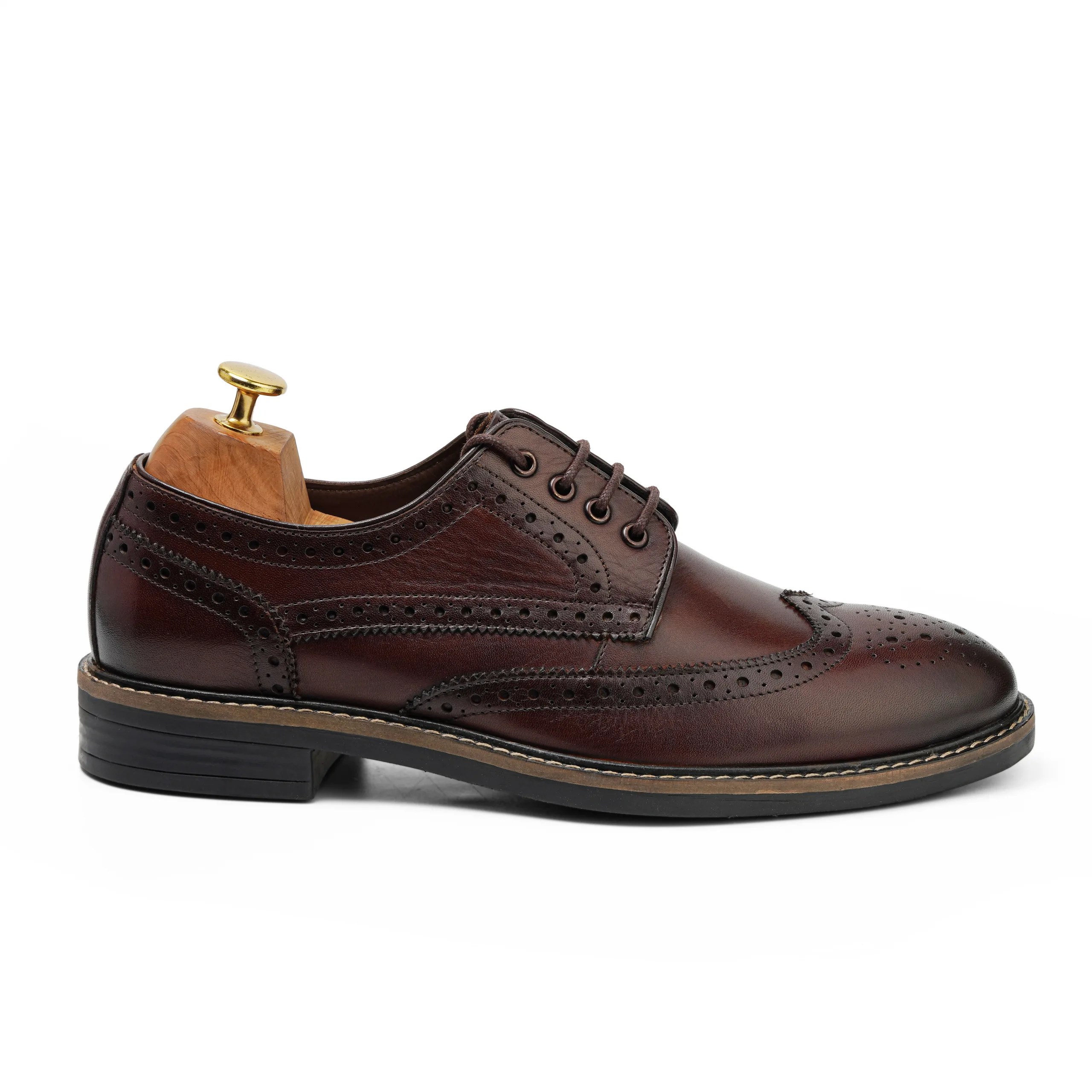 Caro brown leather derby brogue shoes