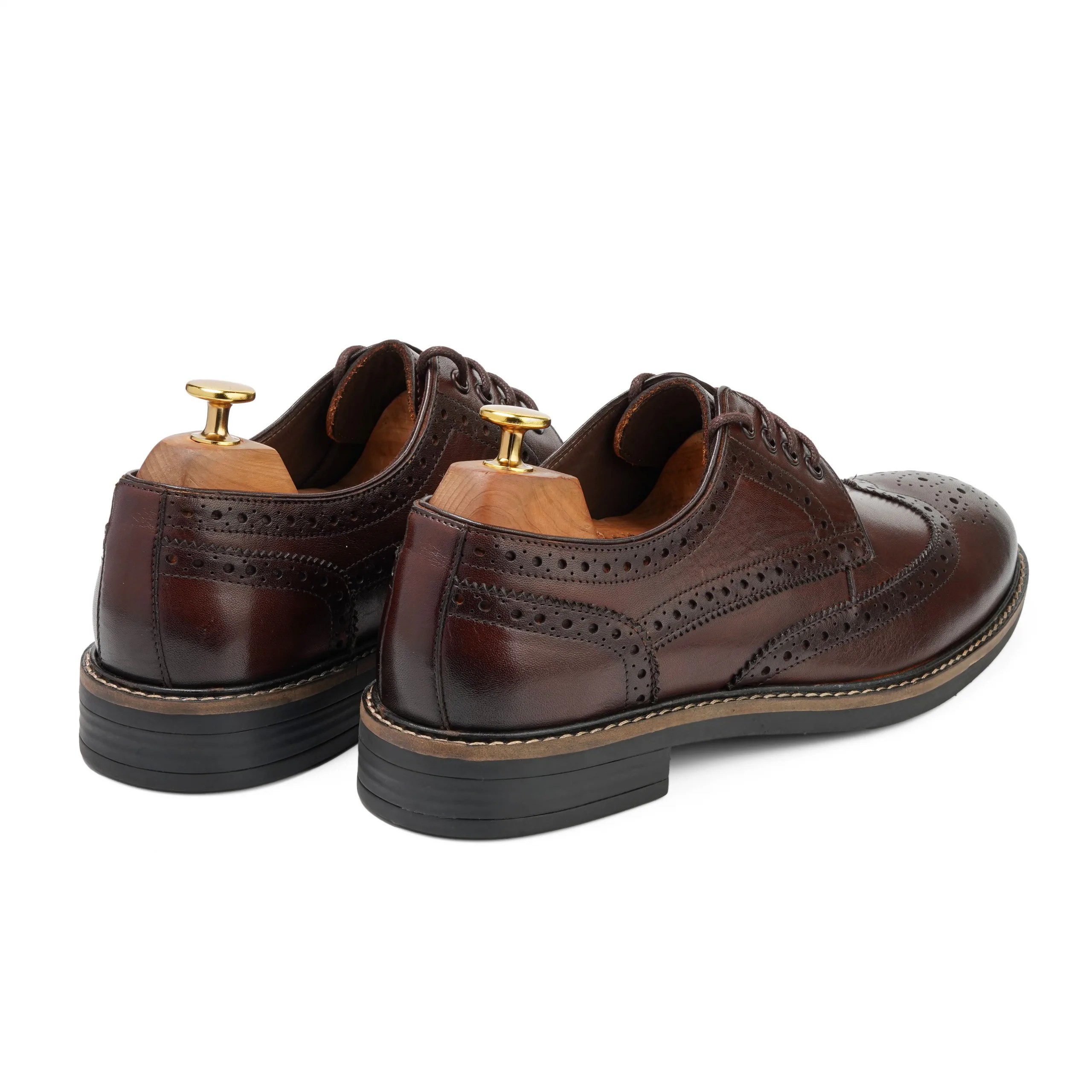 Caro brown leather derby brogue shoes