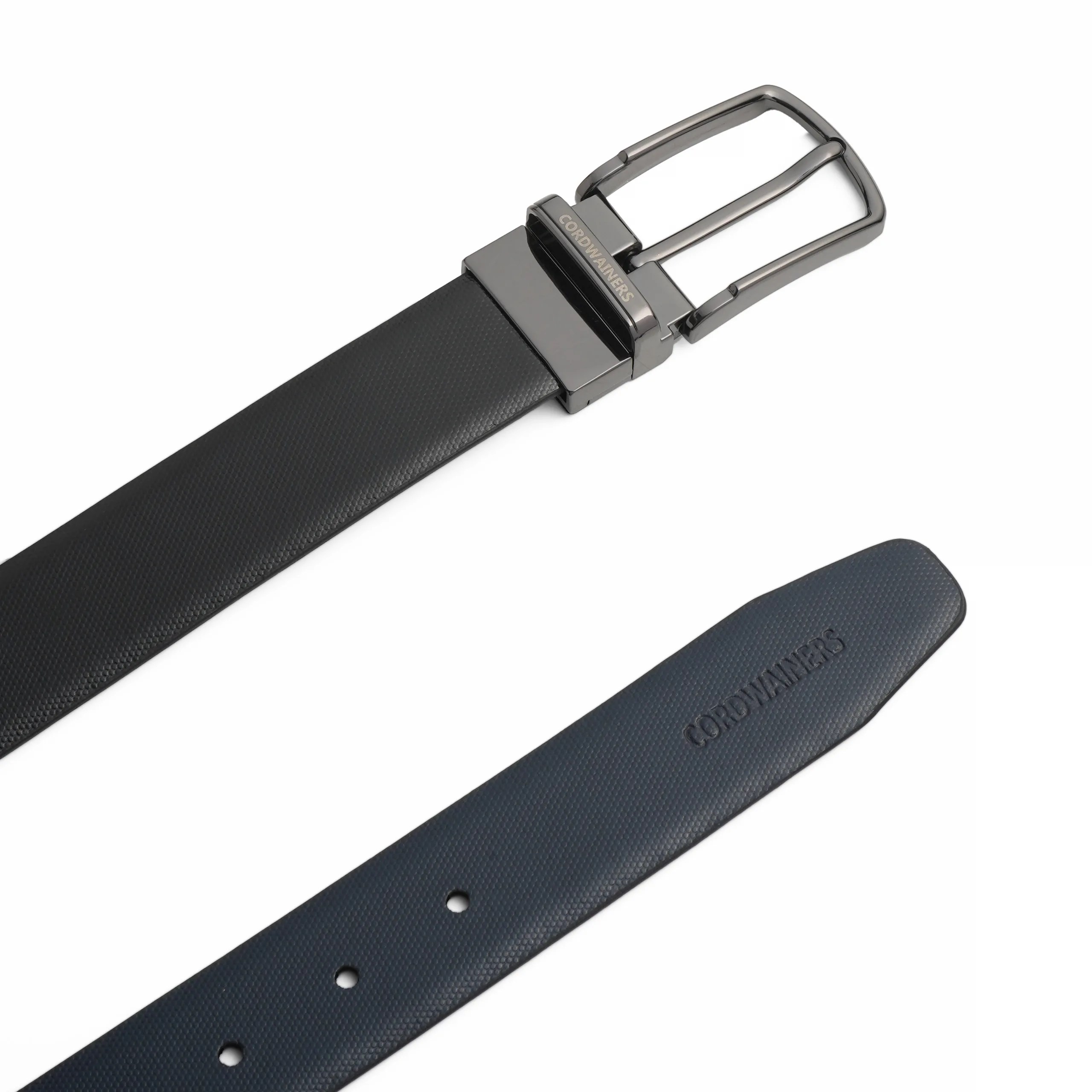 kyel Reversible black and blue leather belt