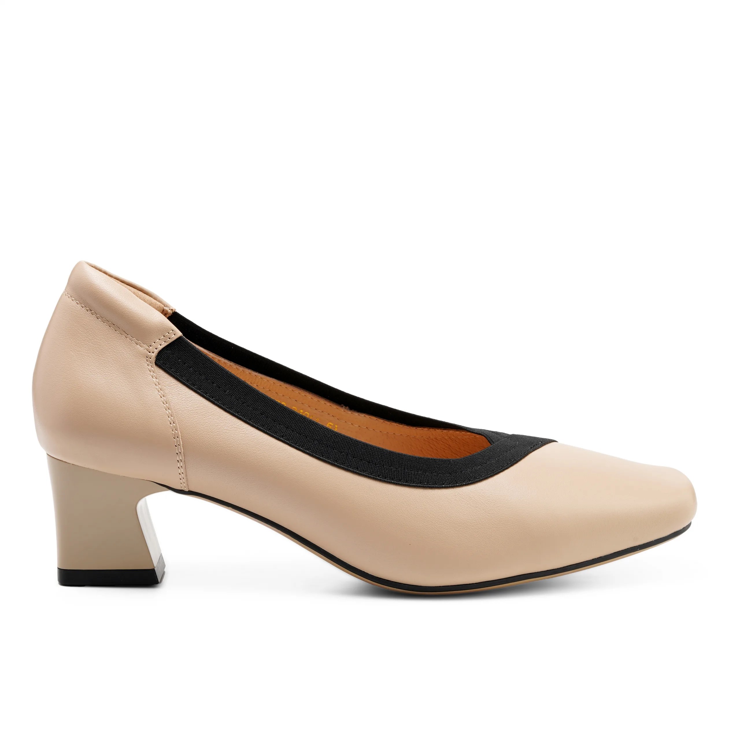 Neura apricot leather block heels