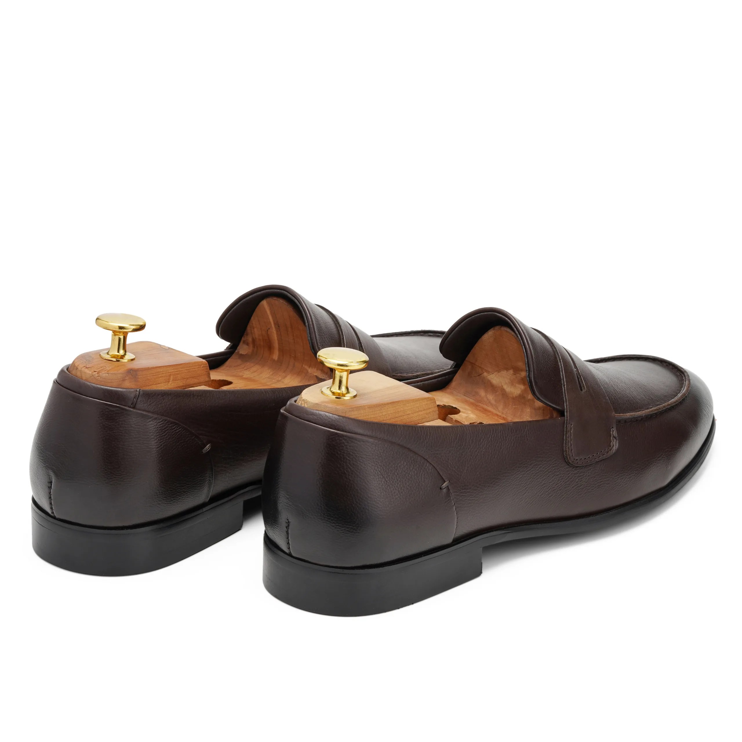 velour Brun Coffee calf leather penny loafers