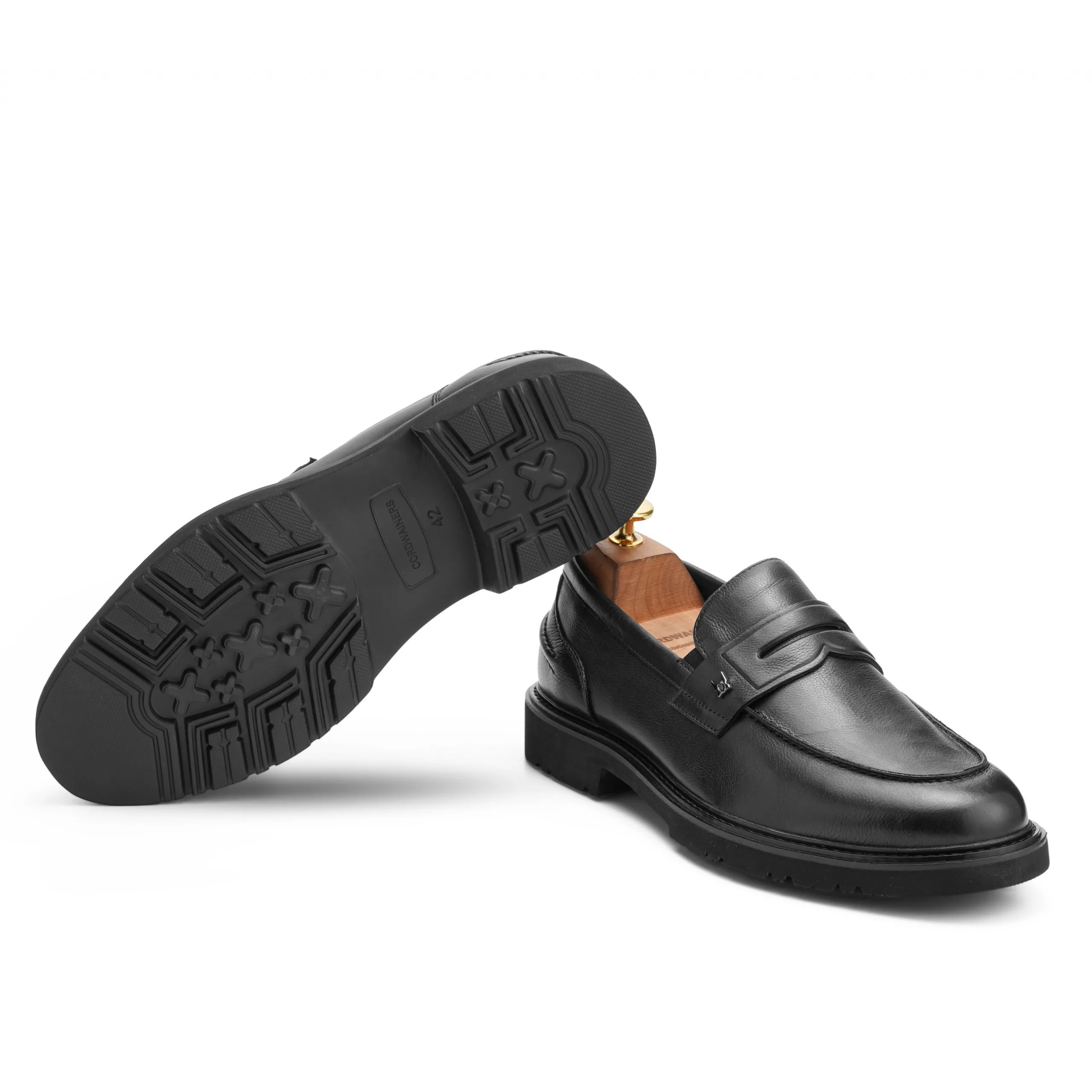 Ebon Black-colored calf leather shoes