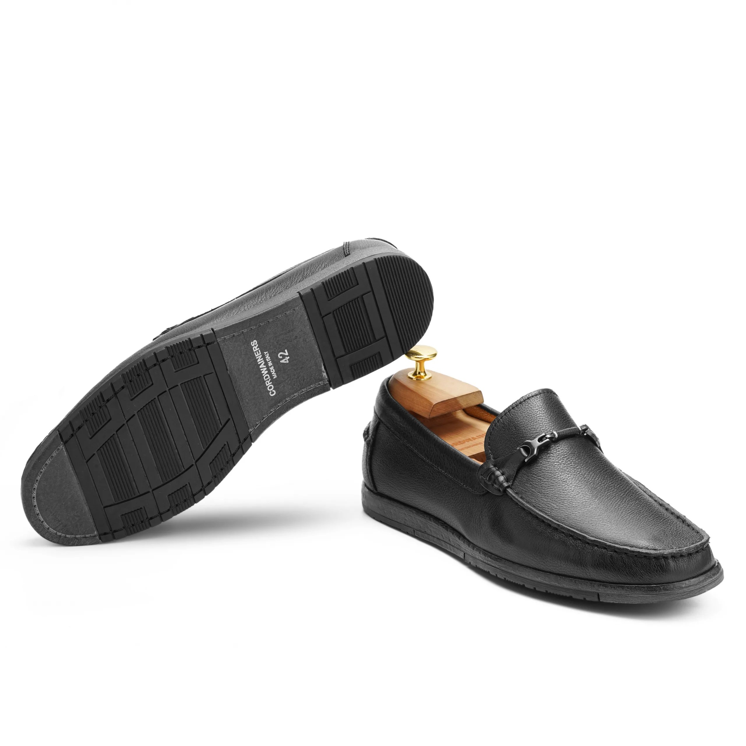 sam Black leather semi-formal shoes