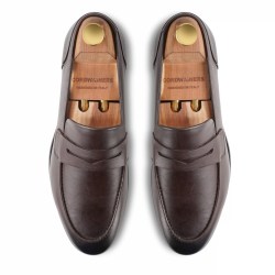 velour Brun Coffee calf leather penny loafers