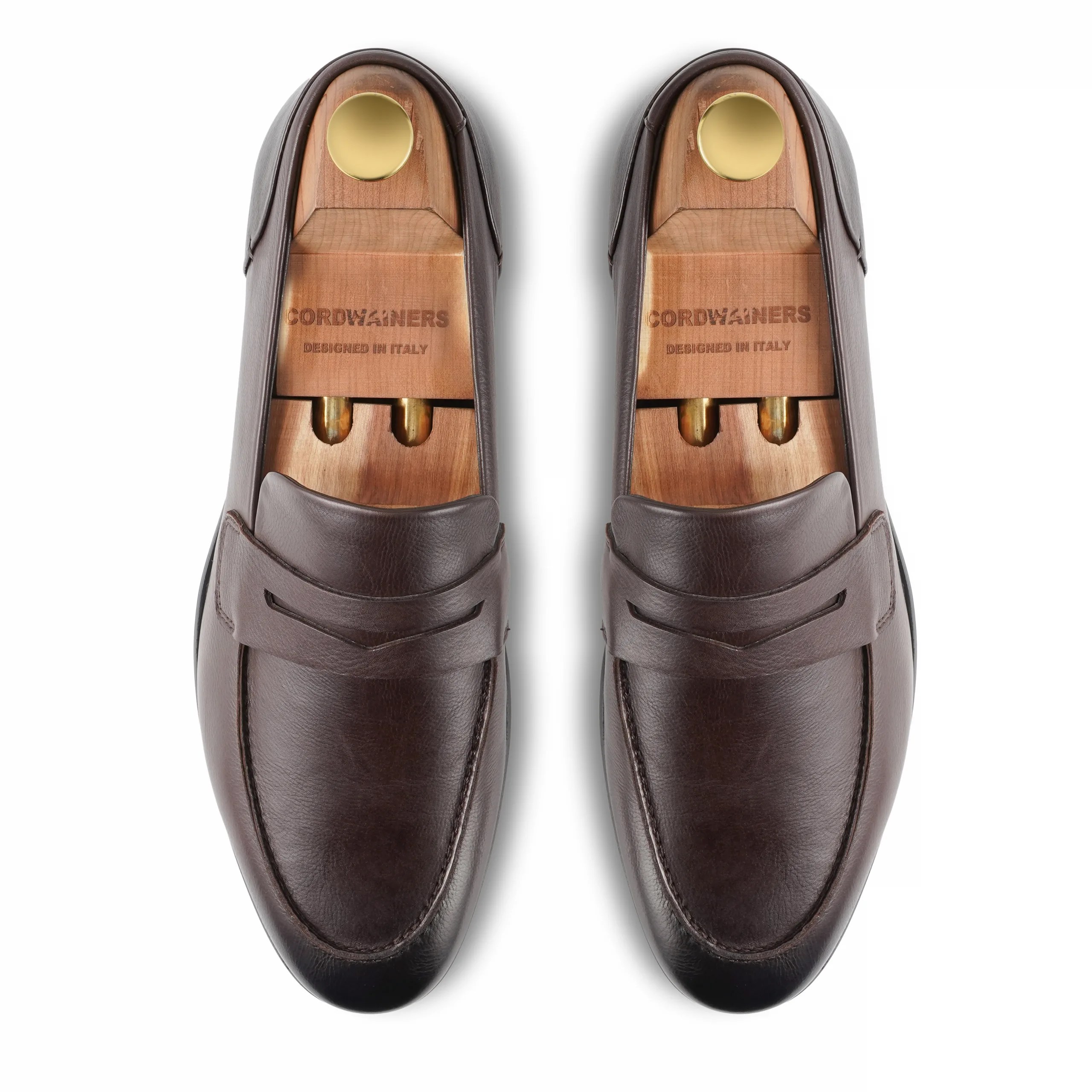 velour Brun Coffee calf leather penny loafers