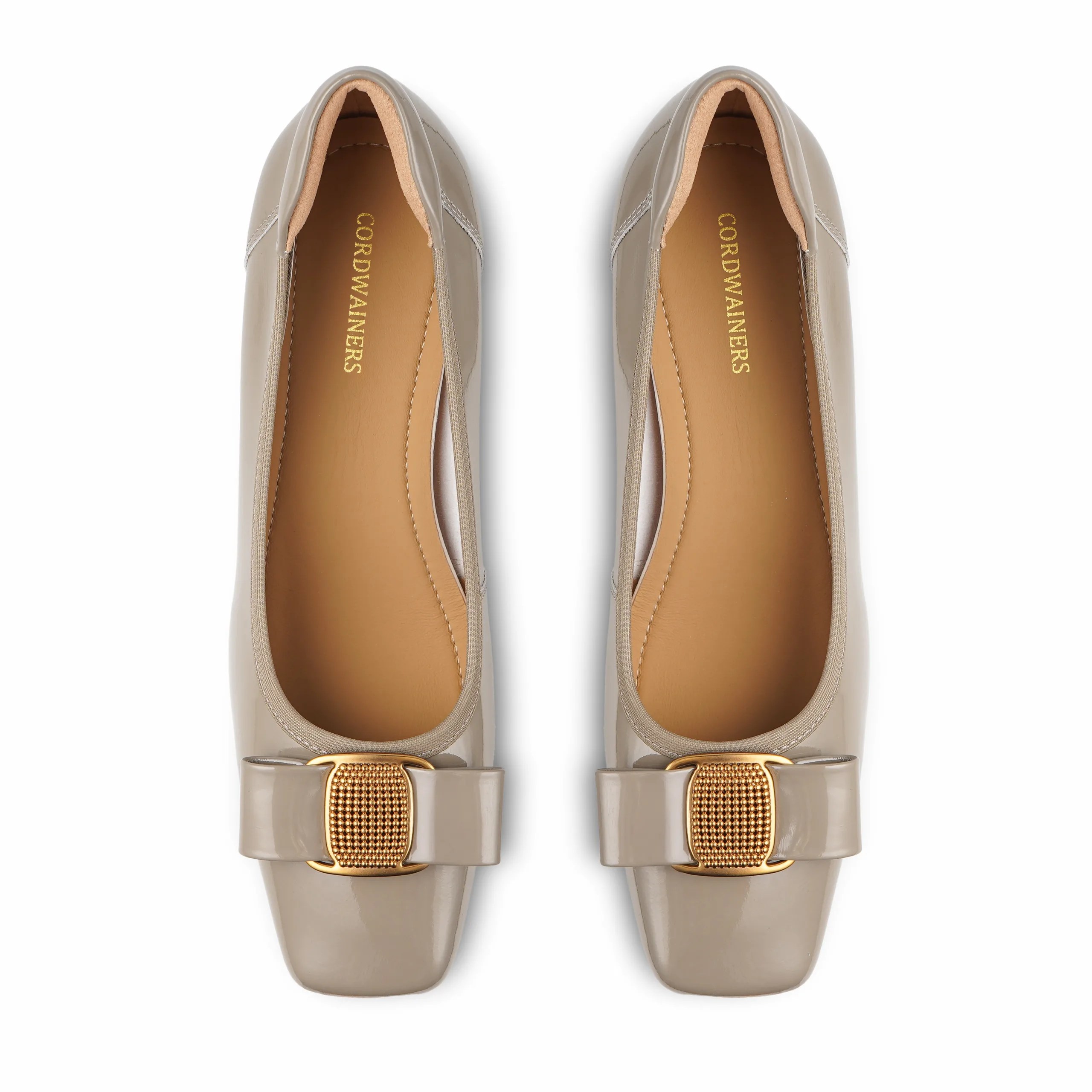 Juliet slat grey patent leather block heels