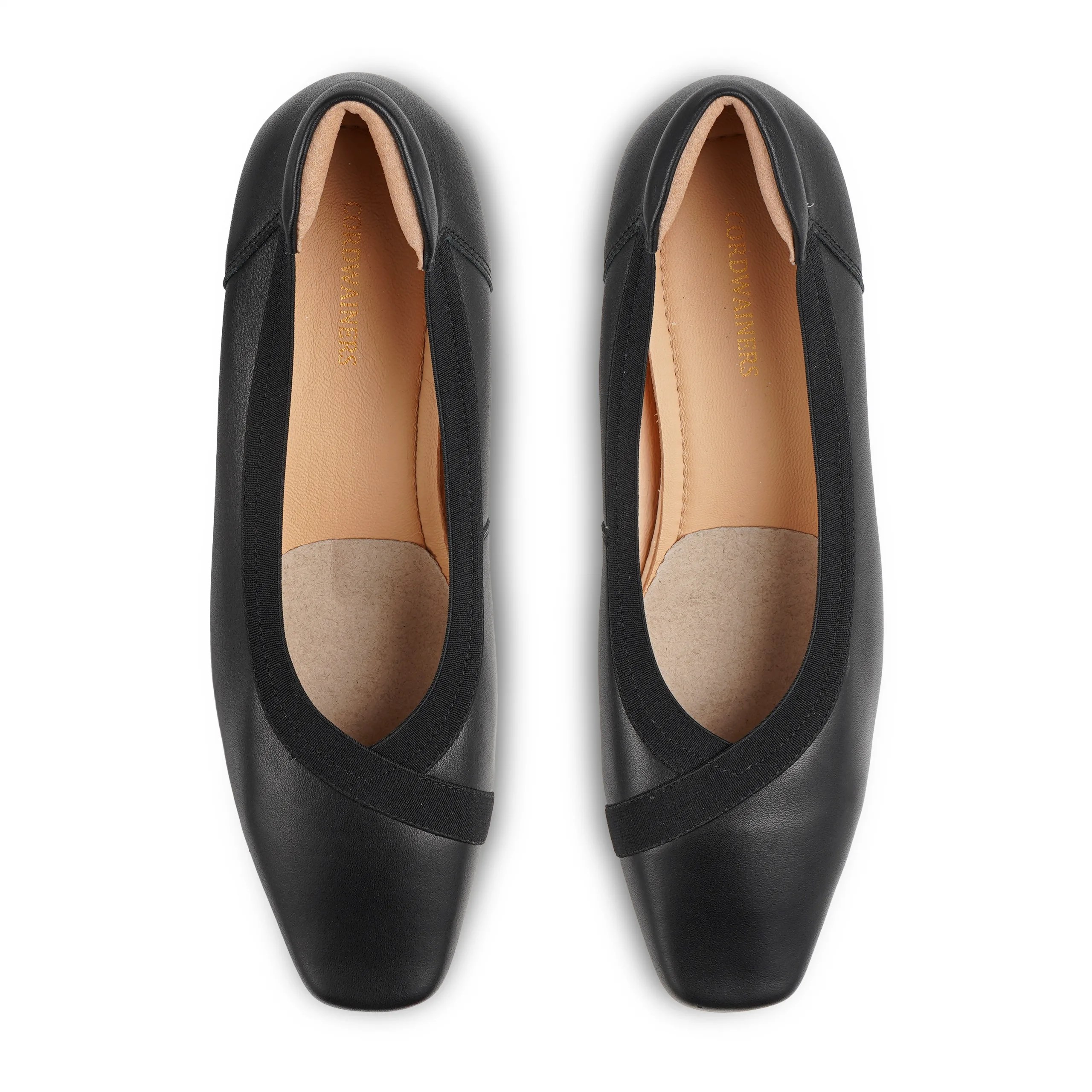 Neura Ash Black leather block heels