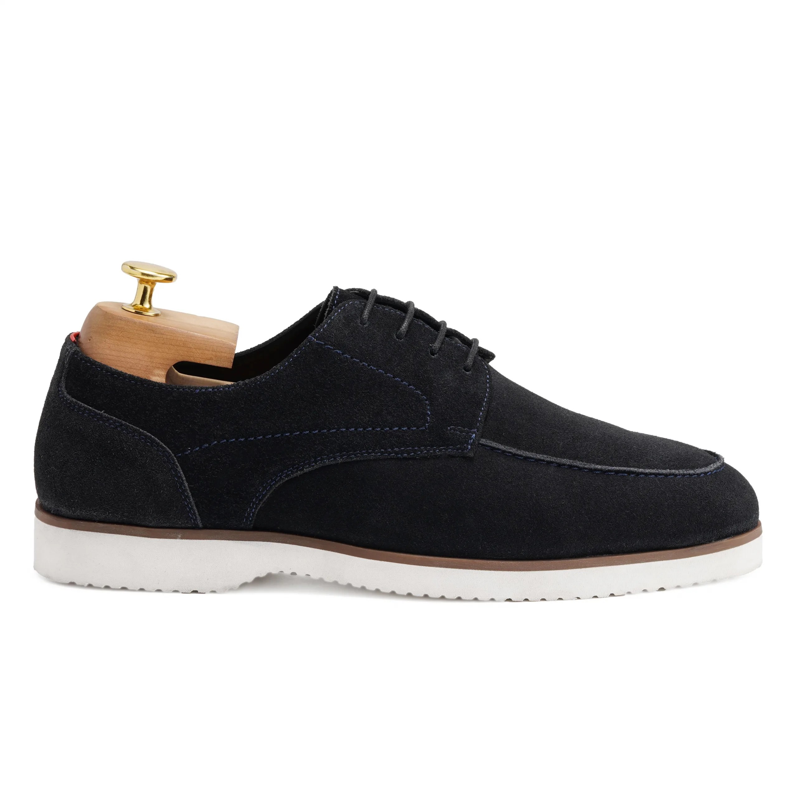 Lett navy suede leather derby shoes