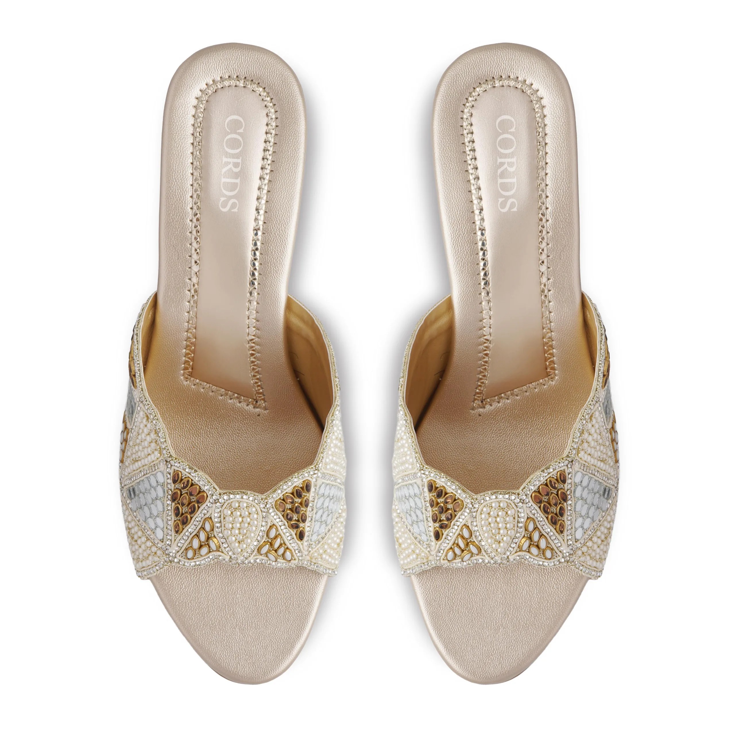 versi Beige block heel slippers