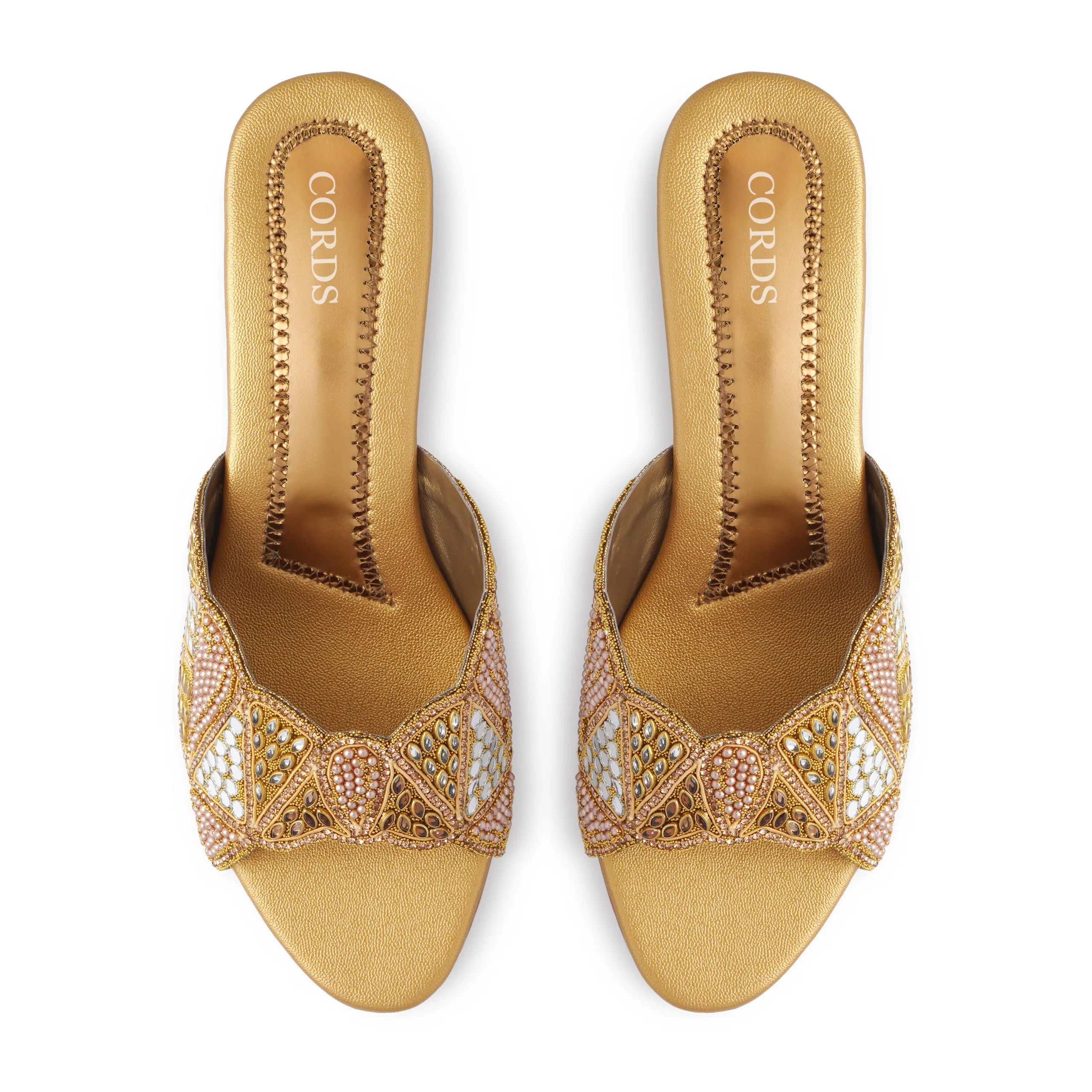 Versi Anq Gold block heel slippers