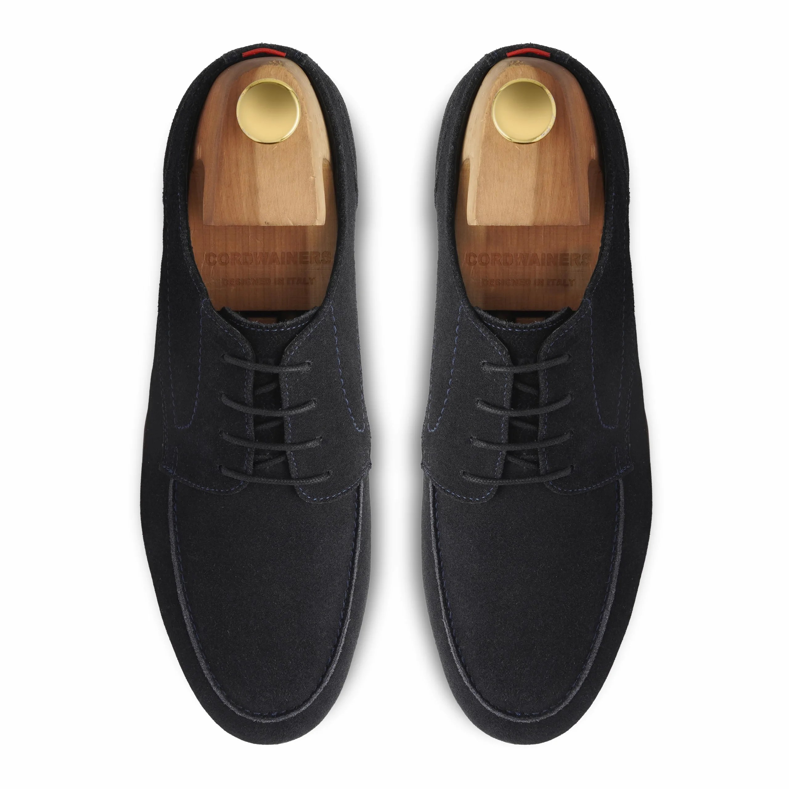 Lett navy suede leather derby shoes