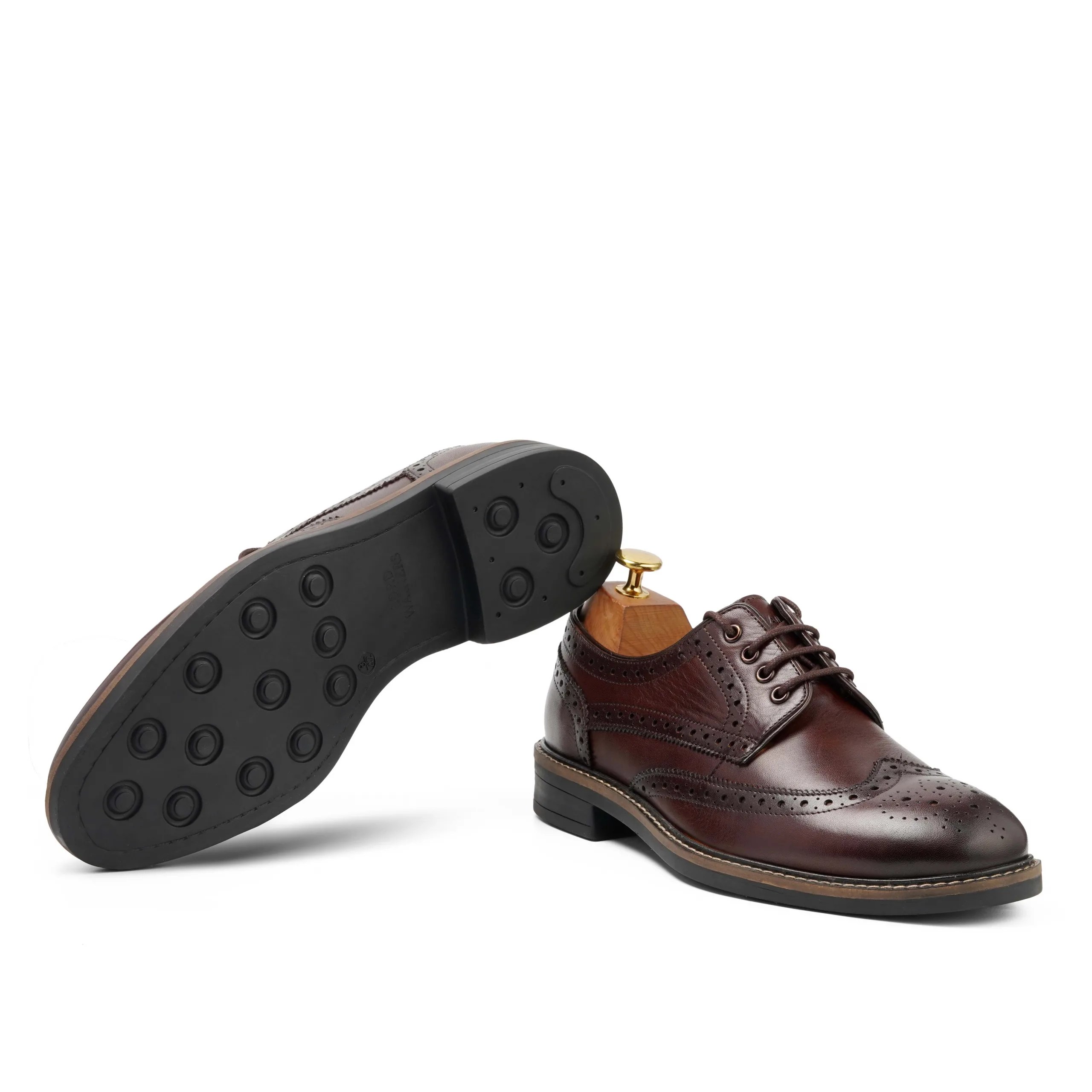 Caro brown leather derby brogue shoes