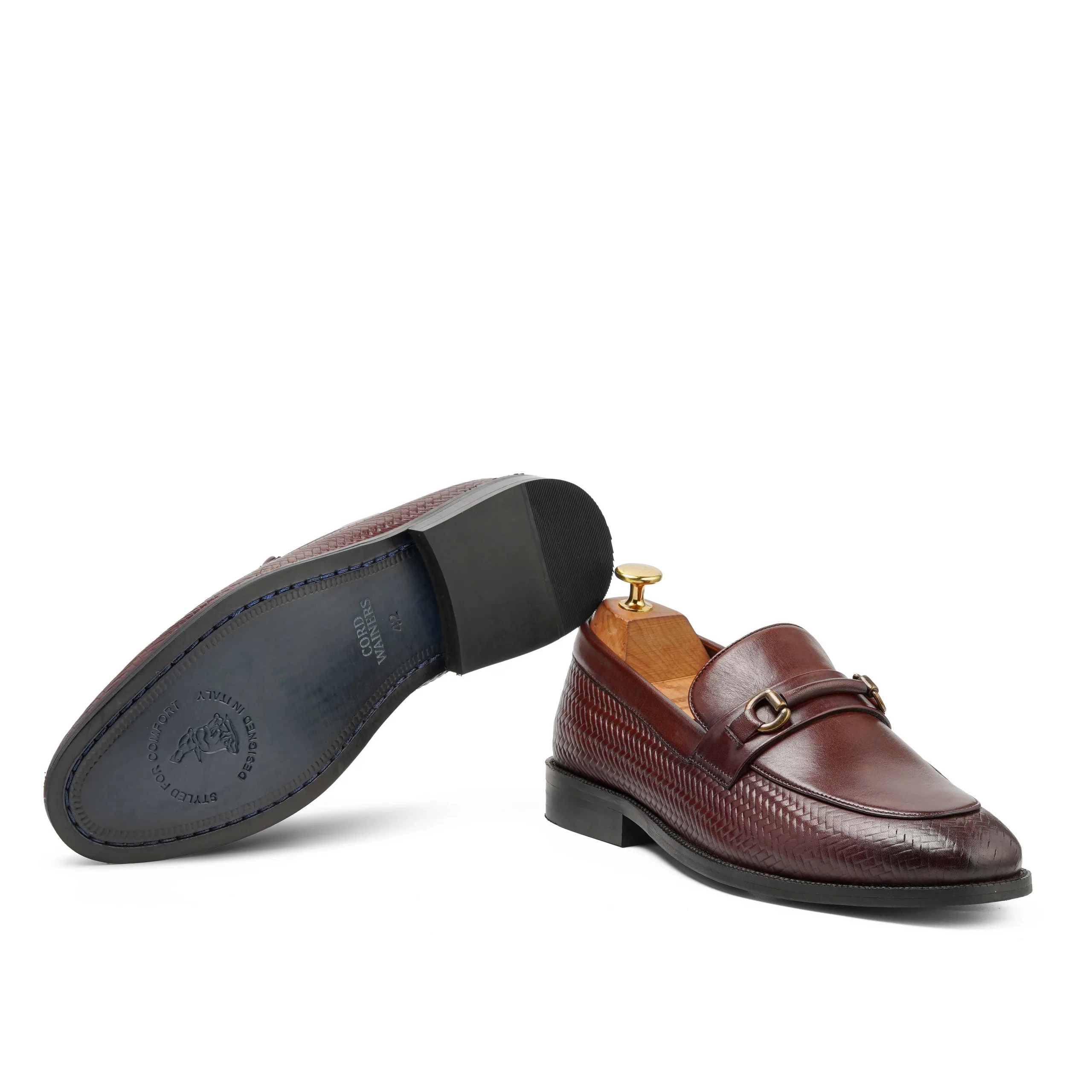 Verno brown leather slip-on shoes