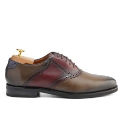 Caden Due grey and wine leather Oxford lace-up shoes