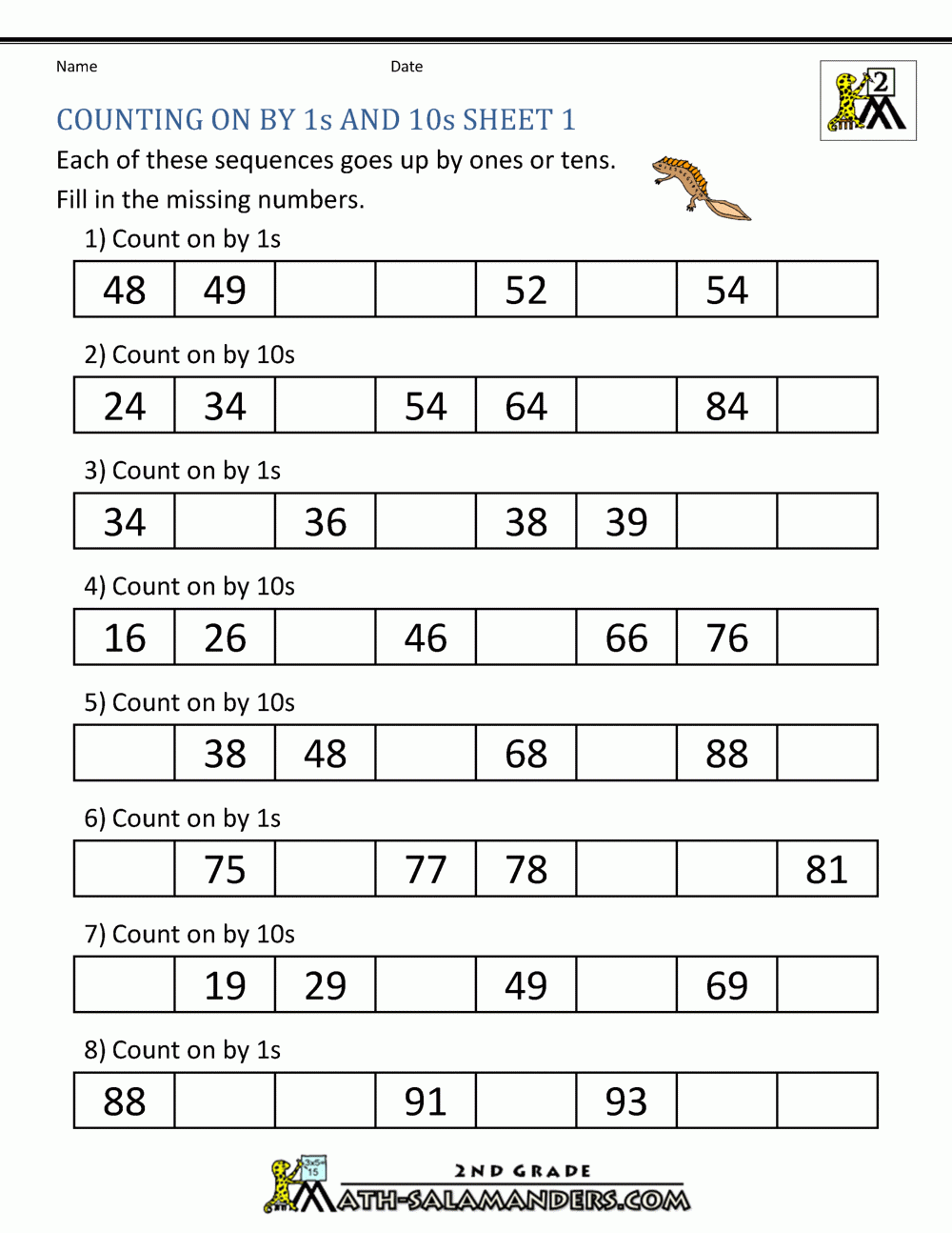 Grade 2 counting worksheets