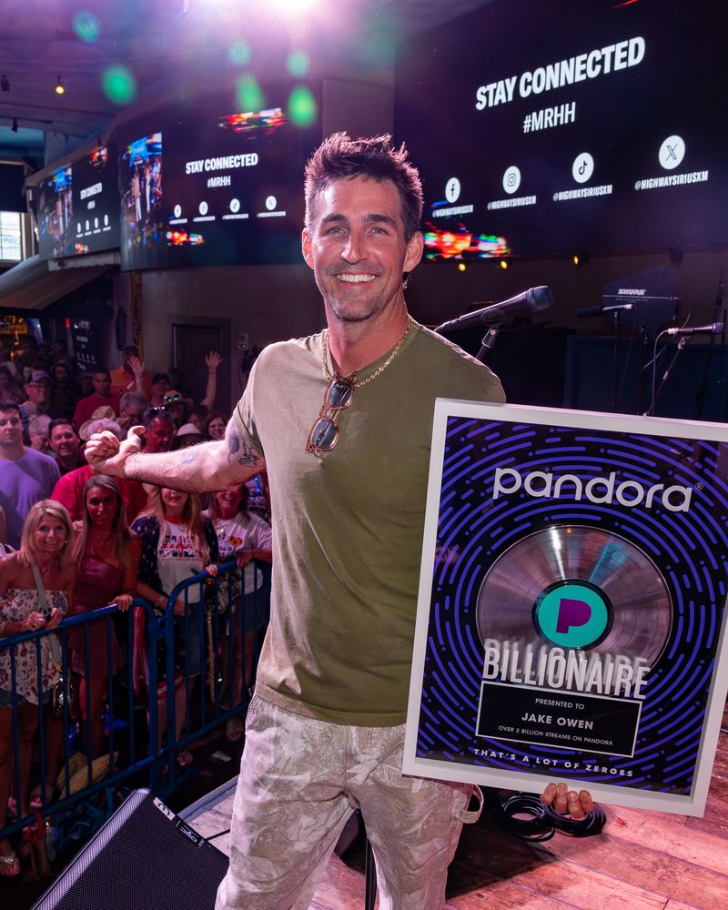 Jake Owen Awarded Pandora Billionaires Plaque