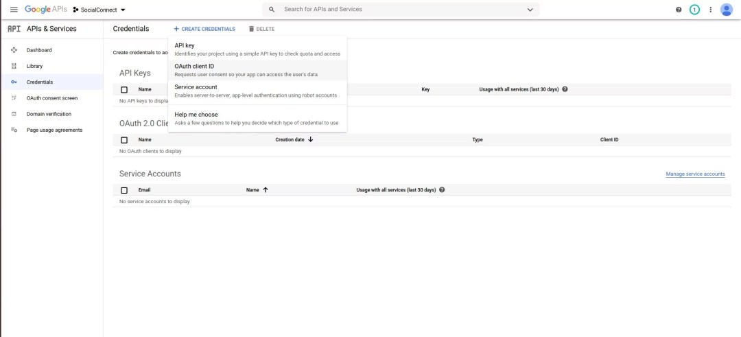 Profile Builder Pro – Social Connect – Google Developers Console – Oauth 2.0 ügyfél-azonosító létrehozása – 3. lépés