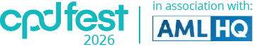 The logo of CPD Fest 2026 in association with AML HQ in teal color on a white background
