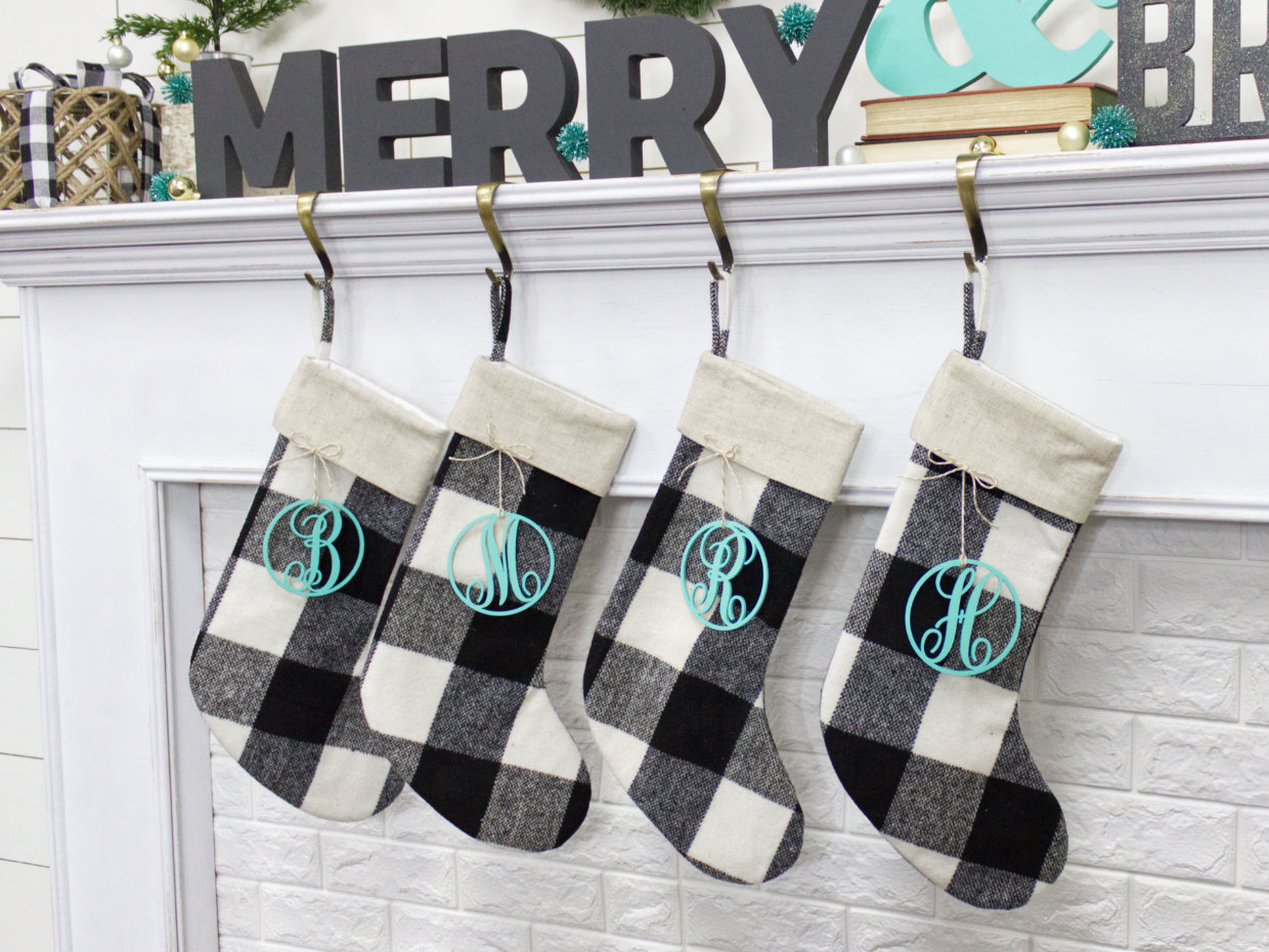 Free Plaid christmas stockings tartan plaid in red and green or contemporary black and white look great paired with classic christmas decor. Diy Monogram Stockings For The Holidays Craftcuts Com Free SVG