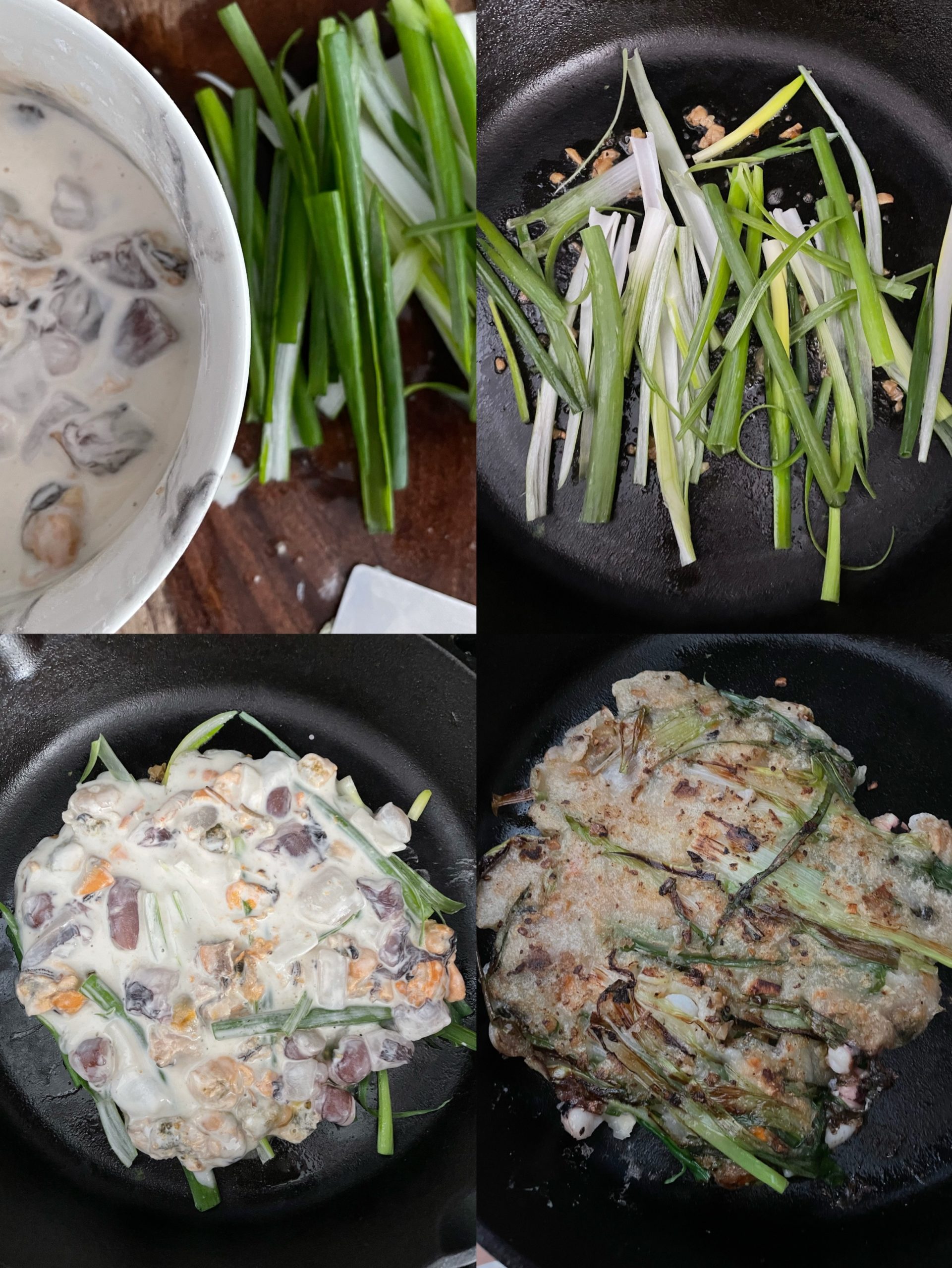 sourdough discard seafood scallion pancakes