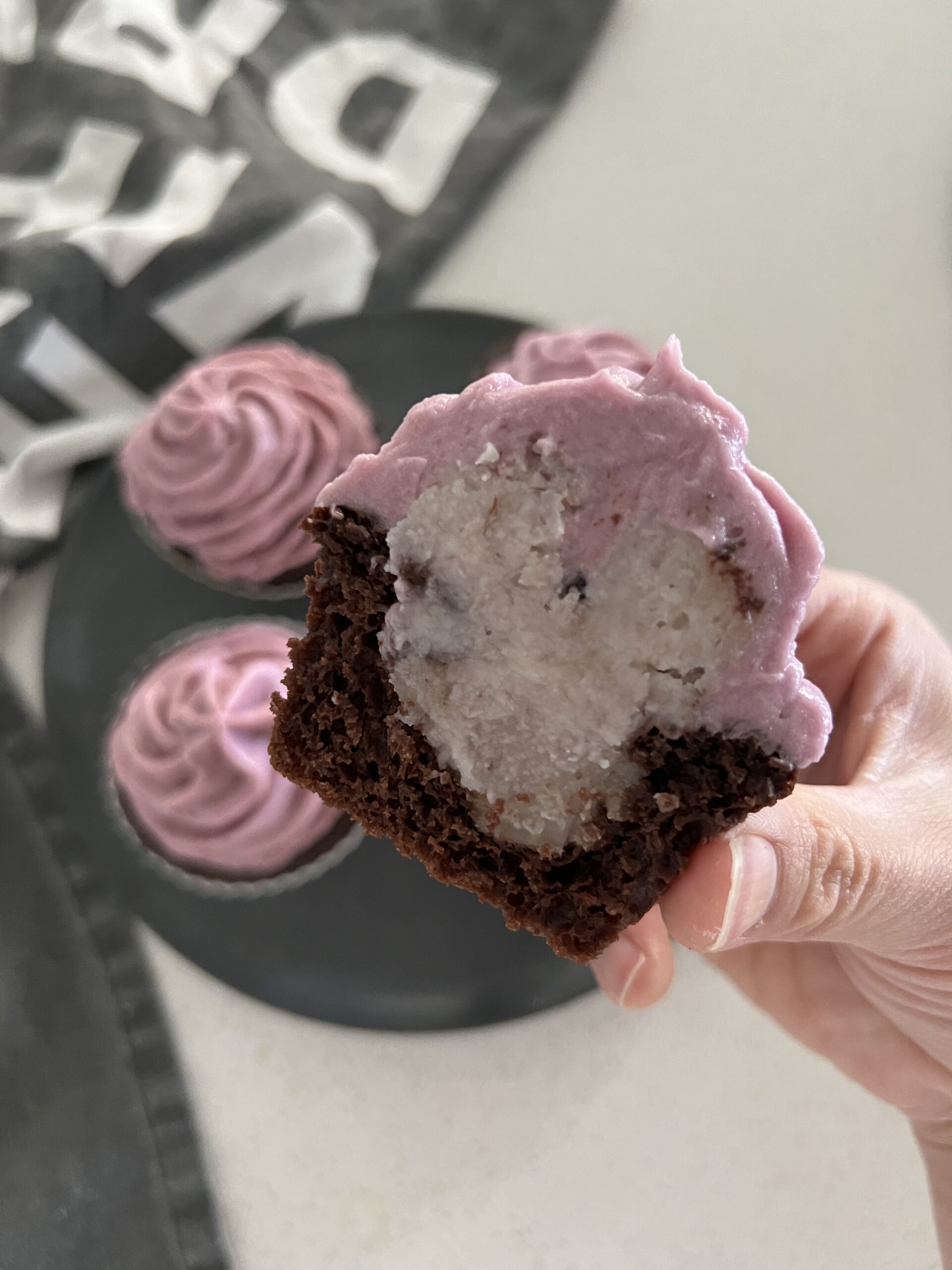 Not-too-sweet Taro Filled Sourdough Chocolate Cake with Okinawan Sweet Potato Frosting