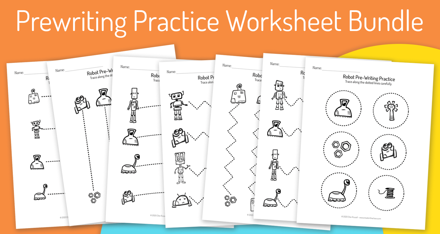 robot pre writing printable create in the chaos