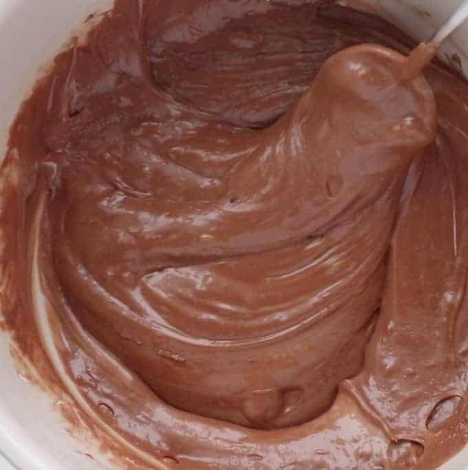 chocolate fudge being stirred