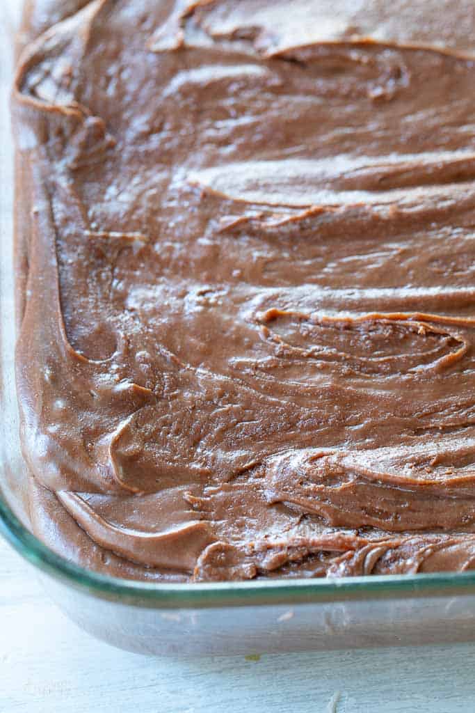 fudge in glass serving dish