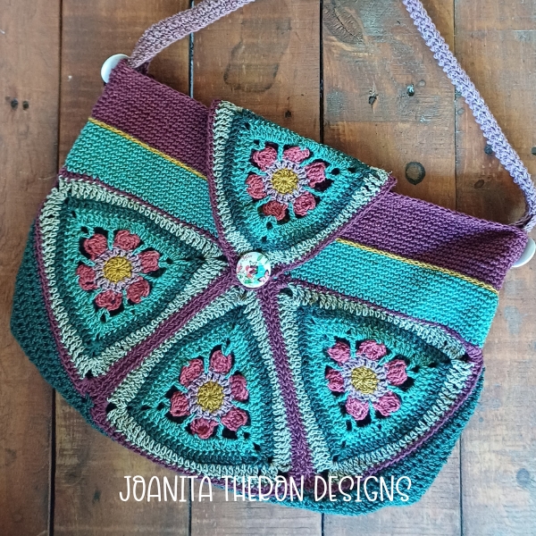 Moss Poppy Crochet Shoulder Bag