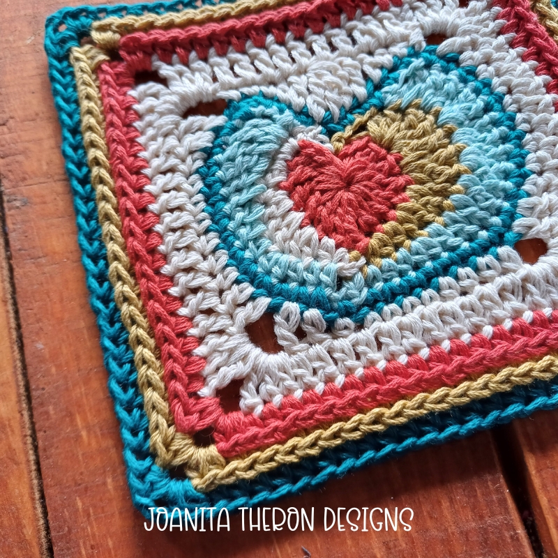 Retro Heart Crochet Square | Joanita Theron Designs #crochet #crochetsquare #crochetdecor #freecrochetpattern #grannysquare