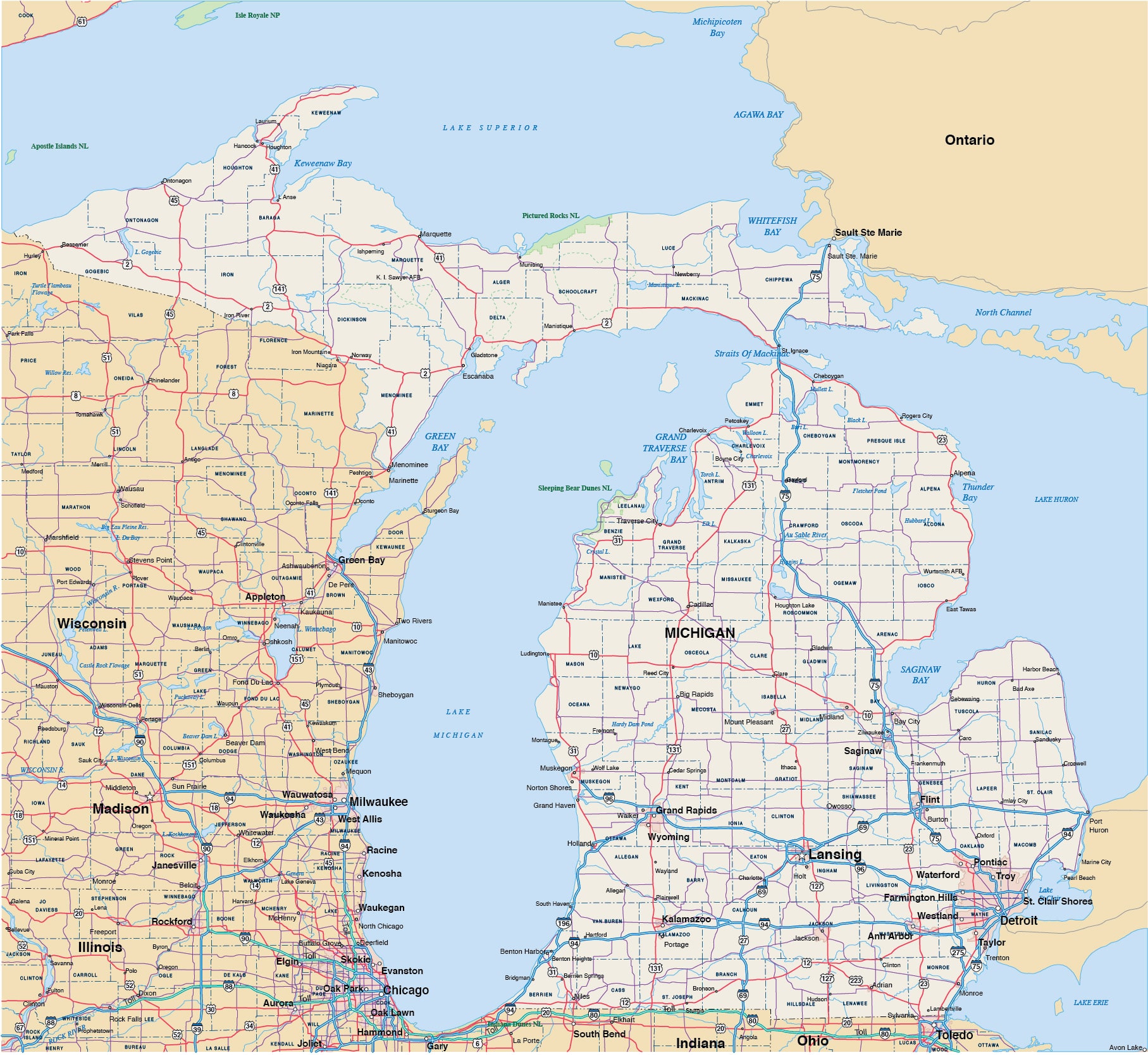 Michigan Map Digital Vector Creative Force Michigan1 