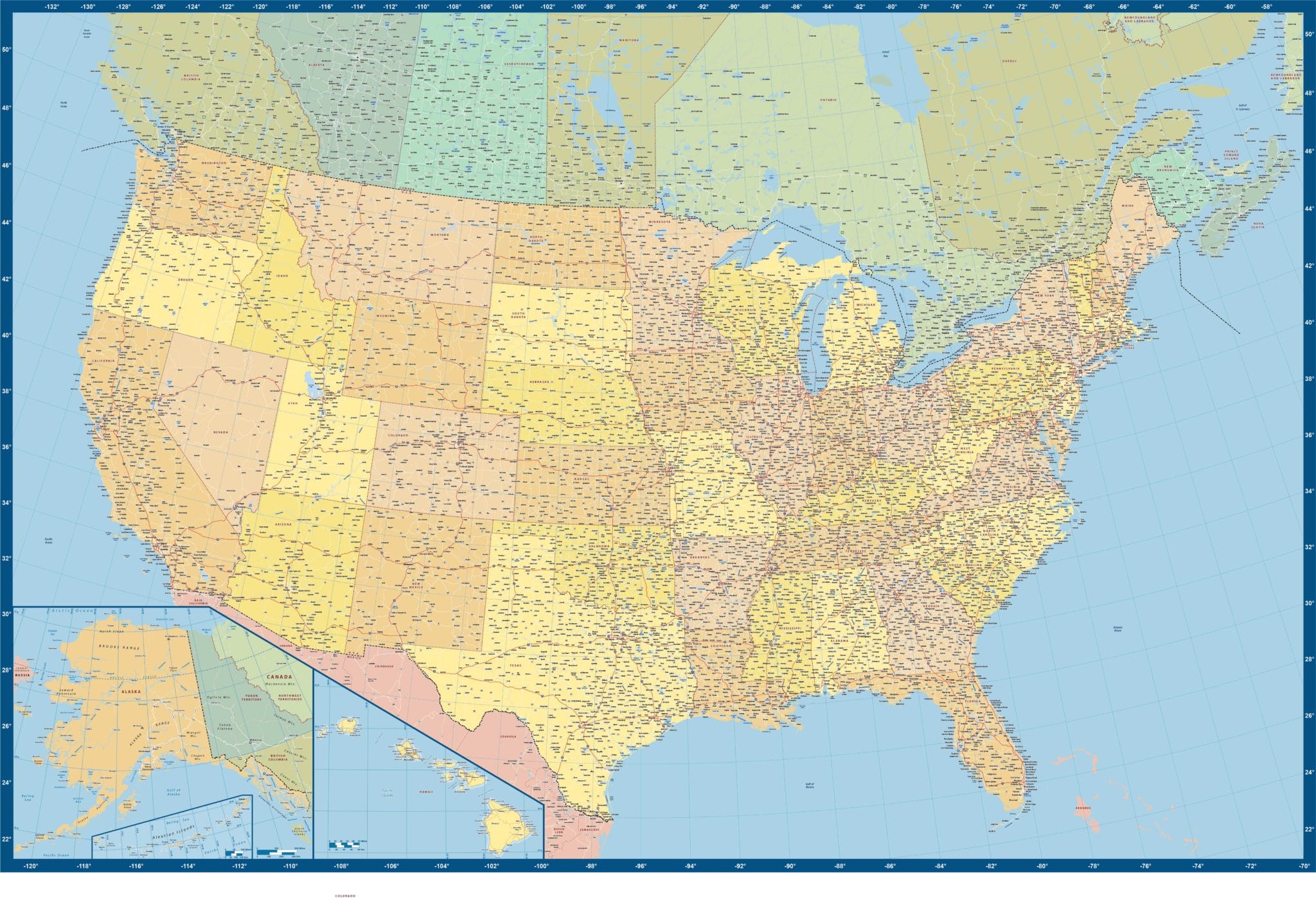 fill in map of usa and canada