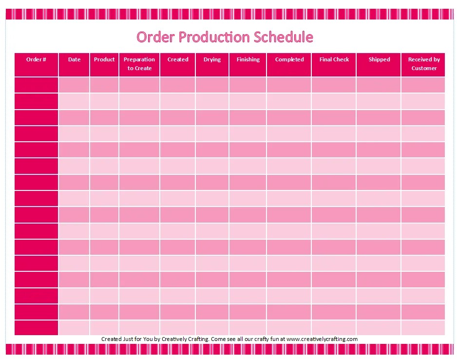 Free Printable Etsy Order Tracker - Order Production Schedule 