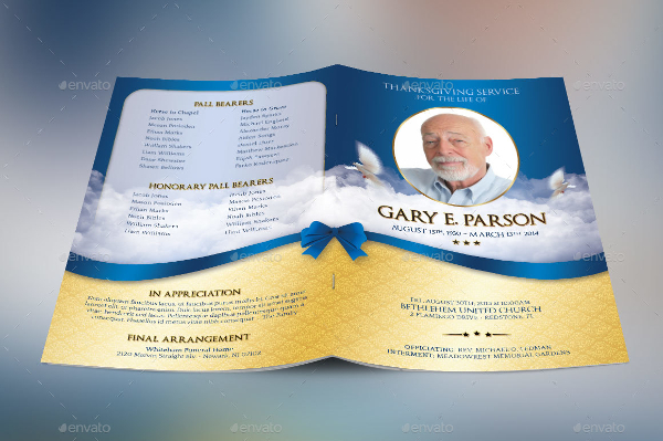 Blue Ribbon Funeral Program Template