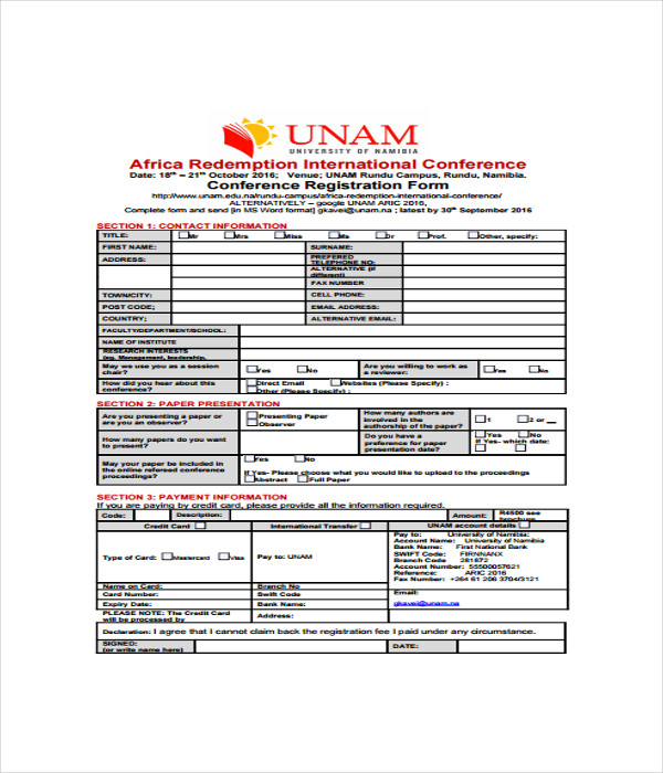 Conference Registration Form Template