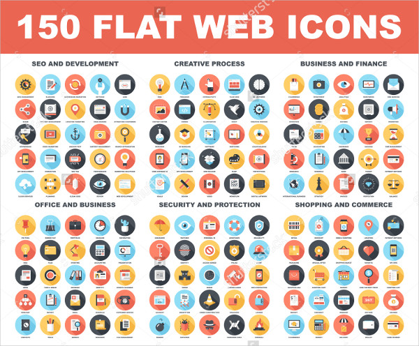 150 Flat Web Icons