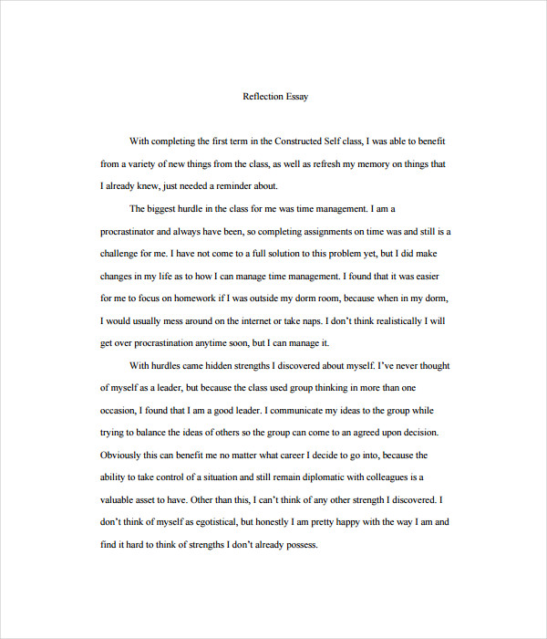 Reflection Essay Template